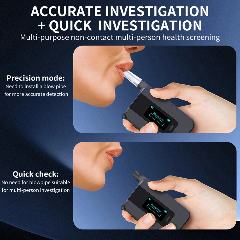 Electrochemical Alcohol Tester High Precision Non-Contacting Electronic Breathalyzer Portable Alcohol Meter for Professional Use