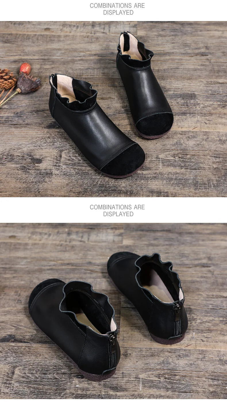 Careaymade-Genuine leather big size women's shoes,pure handmade Winter plush soft thick warm cotton boots women antiskid shoes