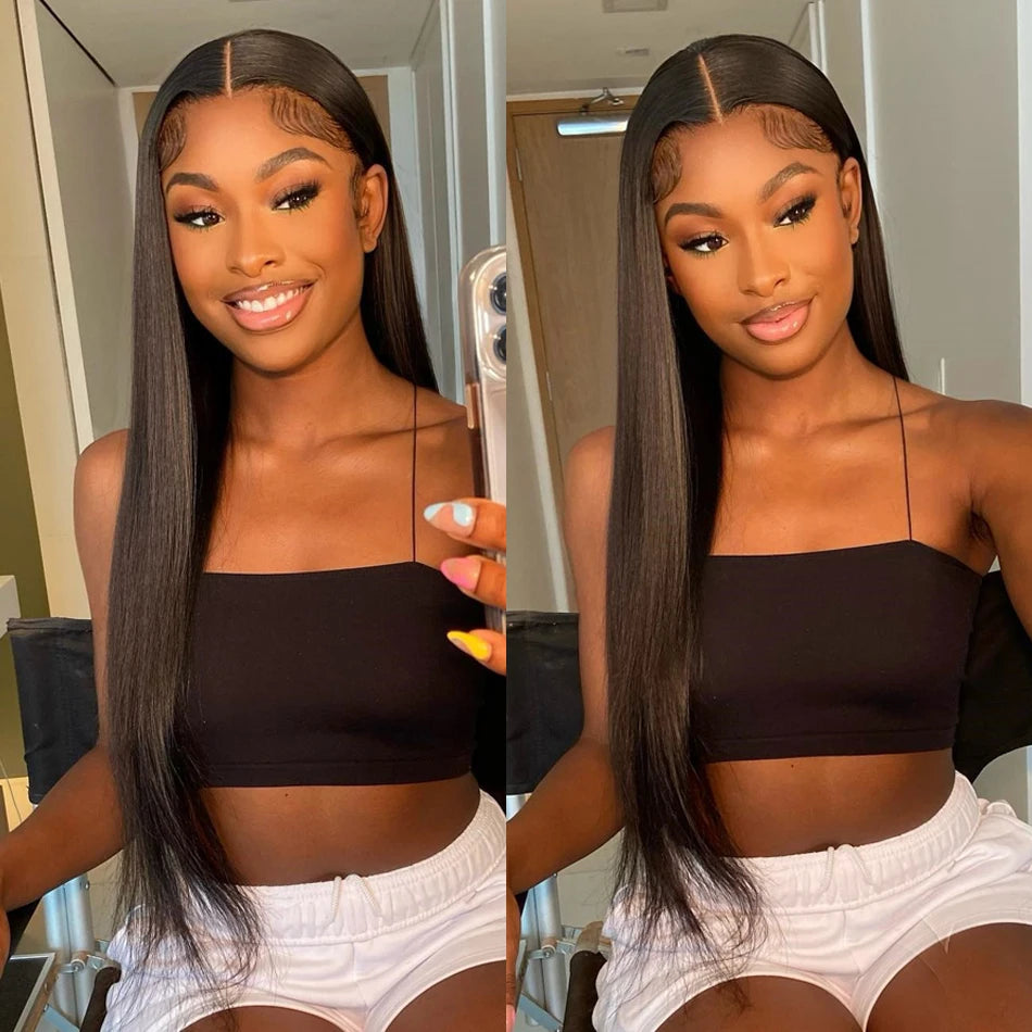 200 Density 13x4 13x6 Transparent Bone Straight 30 40 Inches Lace Front Human Hair Wigs Brazilian Frontal Wigs For Women