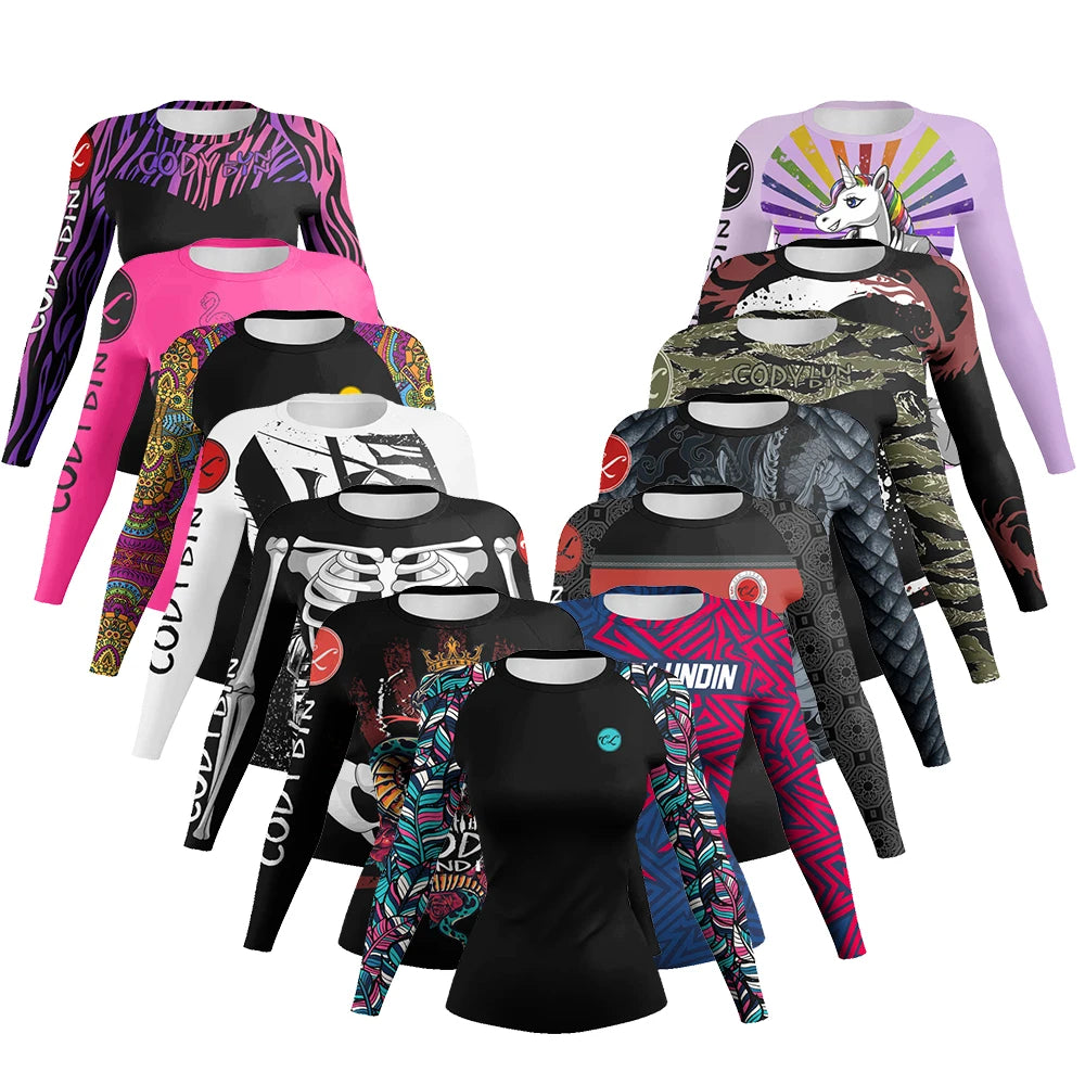 New Arrival Best Price Women's Rash Guard for Gym & MMA Training Surfing Rashguard UPF 50+ Anti-Bacterial Quick Dry Yoga Wear