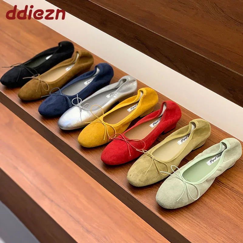 2025 New Female Shallow Women Ballet Flats Dance Shoes With Low Heel Footwear Fashion Round Toe Ladies Flats Slip On Shoes