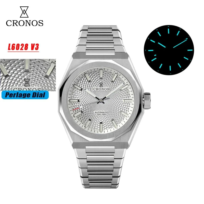 2025 Cronos L6028 New Dial Limited 39mm PT5000 See-through Caseback Men Automatic Wristwatches 10ATM Lumious V3 Watches for Men