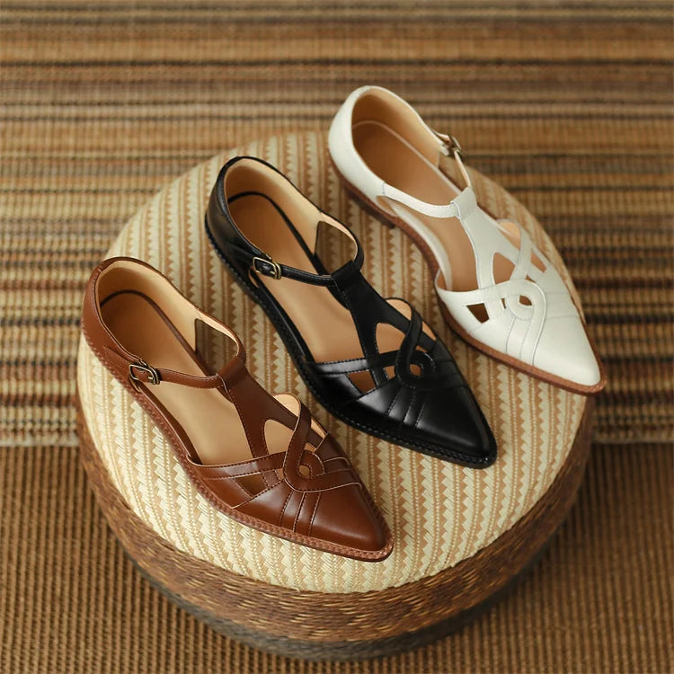 2024 Summer Women Shoes Pointed Toe Chunky Heel Shoes for Women Med-Heel Women Sandals Giadiator