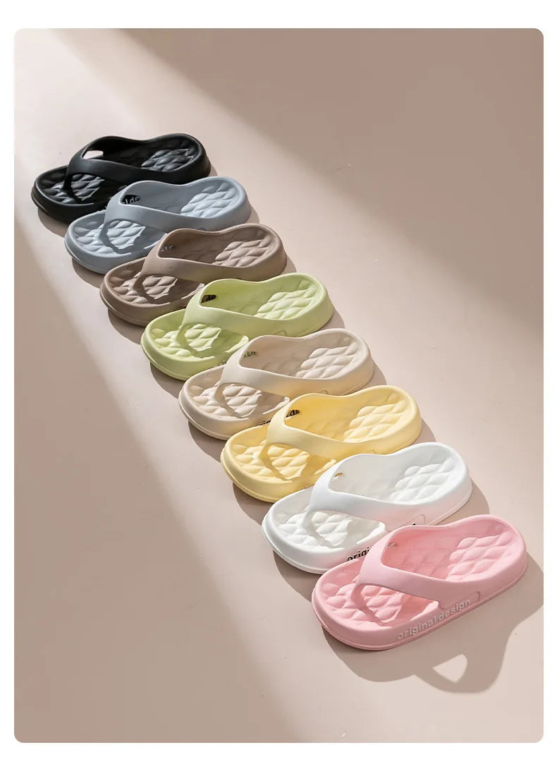 Supersoft Thick Sole EVA Unisex Flip Flops Home Non-slip Light Slides Outdoor Versatile Beach Flat Sandals for Couples Sandalias