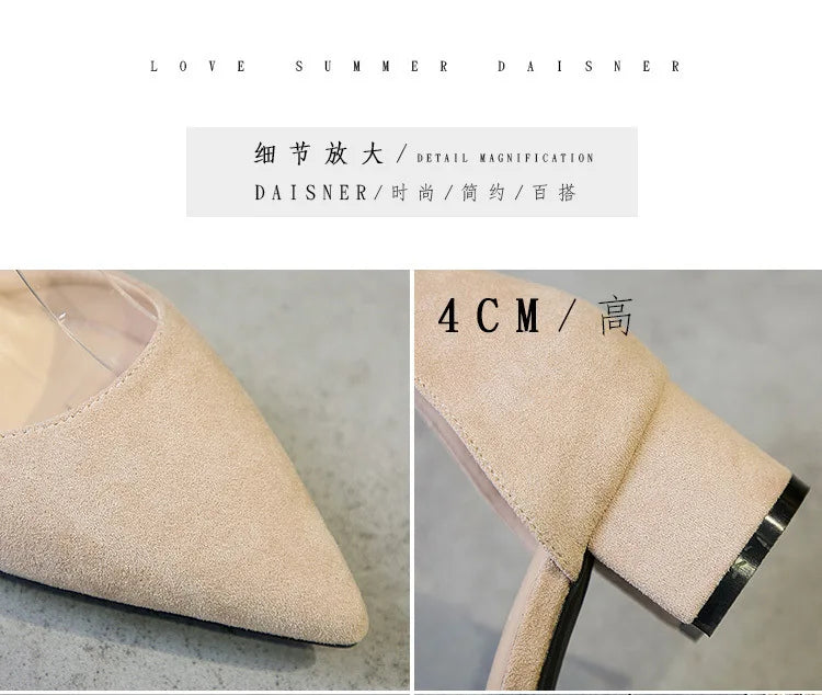 Small Size 31-34 Fashion Closed Toe Sandals Low Heeled Woman Ankle Strap Shoes Pointed Thick Heel Sandalias De Mujer Ladies Shoe