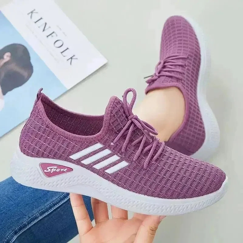 Fashionable Women's Sports Shoes, Thick Breathable Soft Sole Mesh, Lightweight Sneakers Casual Shoes, Comfort, Breathable