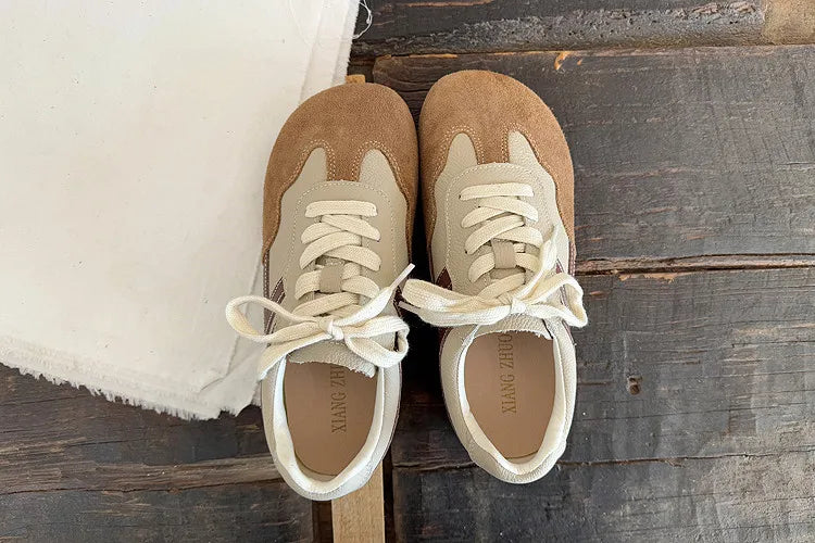 Careaymade-Genuine Leather wider toe women's shoes,soft sole comfortable casual single shoes,lace Barefoot small white shoes