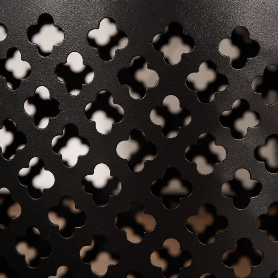 12.5 Steel Patio Side Table Round Hollow Drum Design Black for Indoor Outdoor