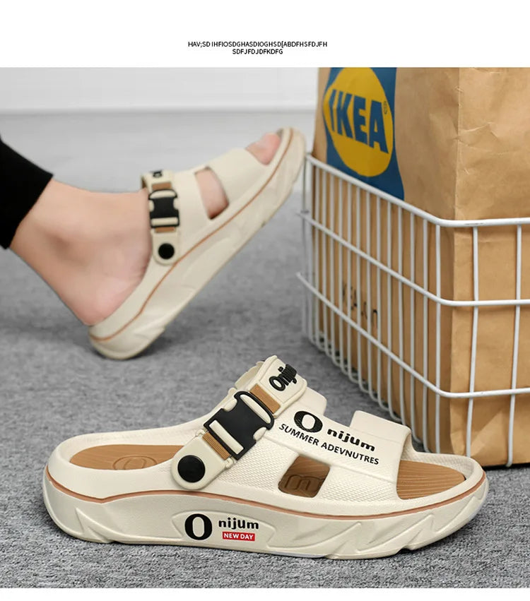Summer Shoes Men Men's Sandals Anti-odor Thick Bottom Home Slippers Male Fashion New Anti-slip and Wear-resistant 2025 Eva Beach