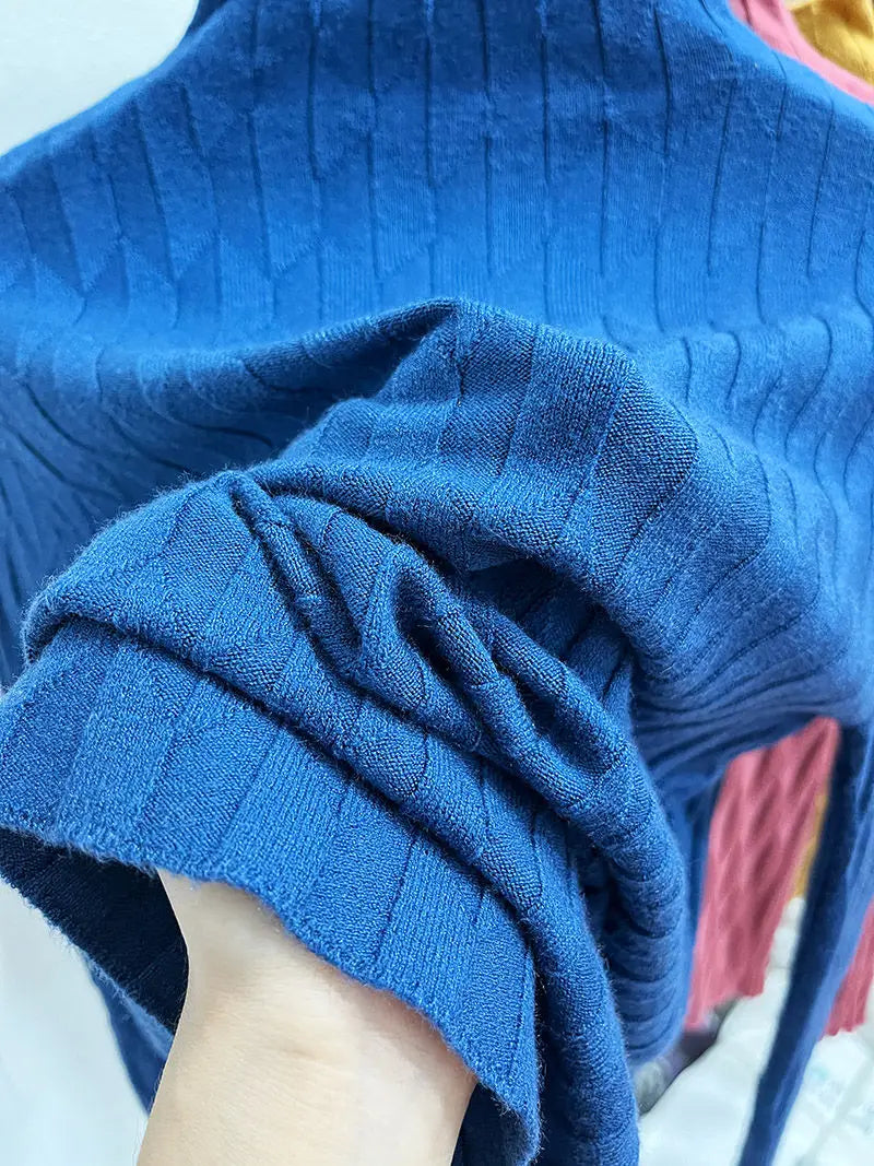 2025 Slim Fit Knitted Base Pullovers Autumn Winter Turtleneck Sweater Women's Solid Long Sleeve Casual Ruched Sweater