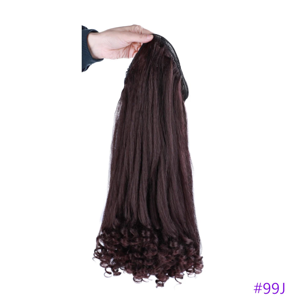 Synthetic Long Curly End Ponytail Extension Synthetic Draw-string Ponytail Clip-In Hair Extension For Women Natural Looking
