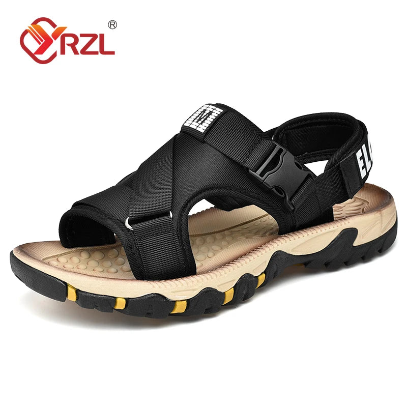 YRZL Men Sandals Summer Mesh Buckle Lightweight Beach Shoes Non Slip Outdoor Sandals for Men Sport Casual Resistant Footwear Man