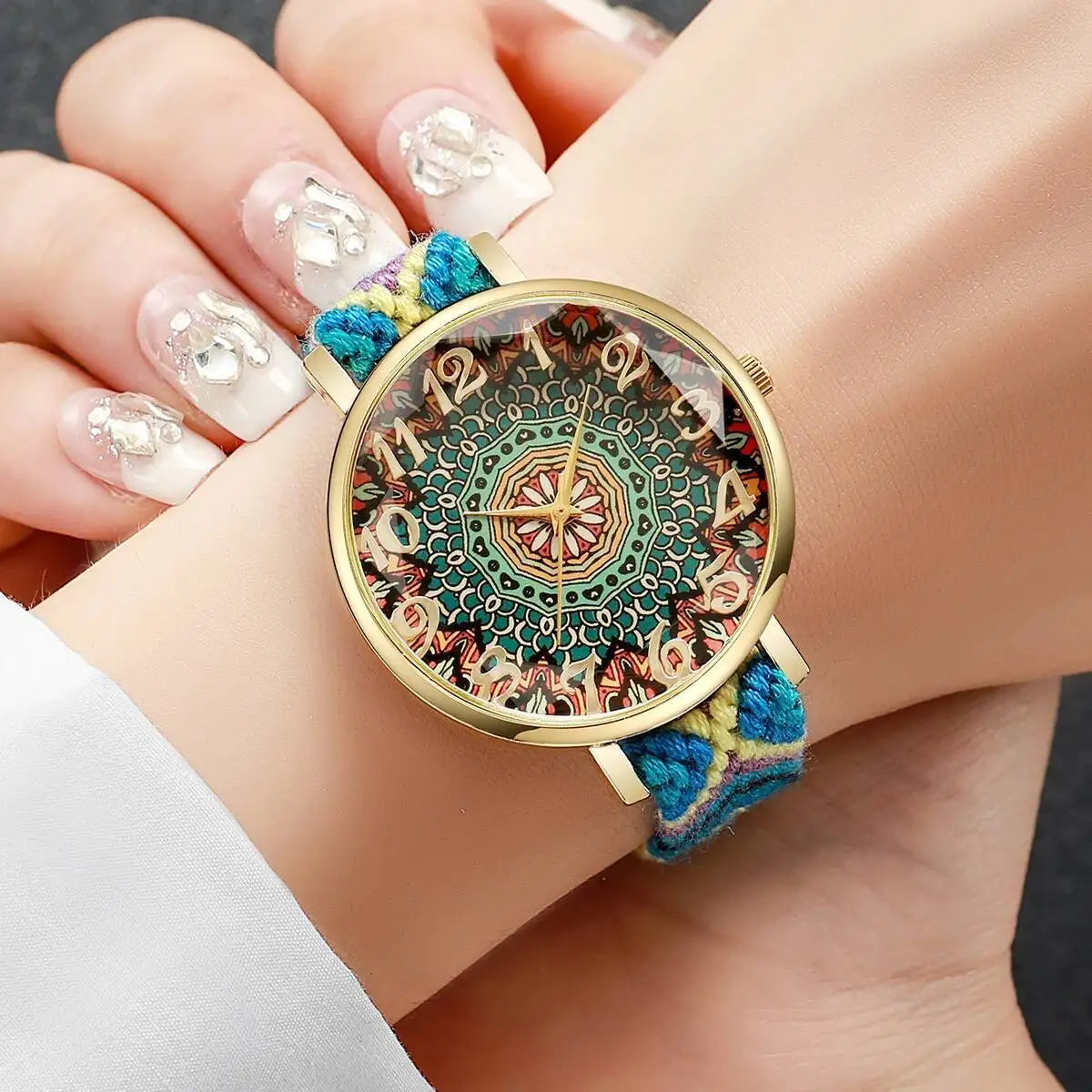 1/6/7PCS Fashion Women Watches Vintage Woven Strap Ladies Quartz Wristwatches Reloj Mujer（Without Box）