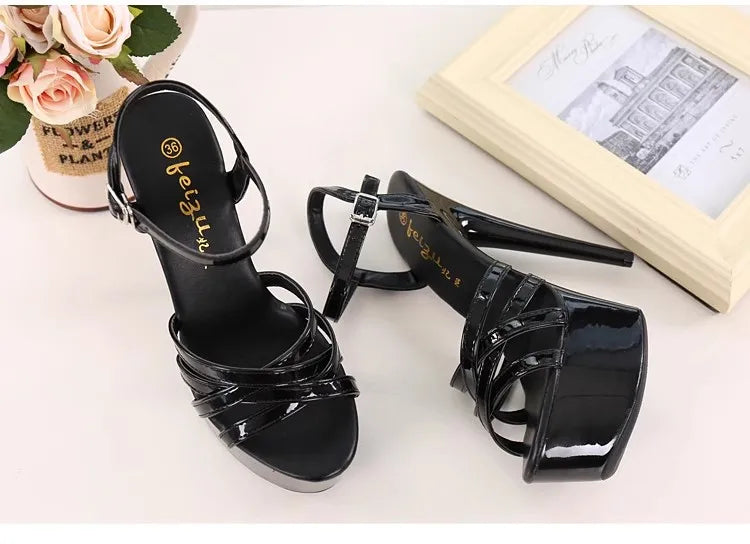 New 2024 Summer Fashion Sandals Sexy Open Toe 15CM High Heels Party Dress Wedding Nightclub Women Shoes Platform Stripper Heels