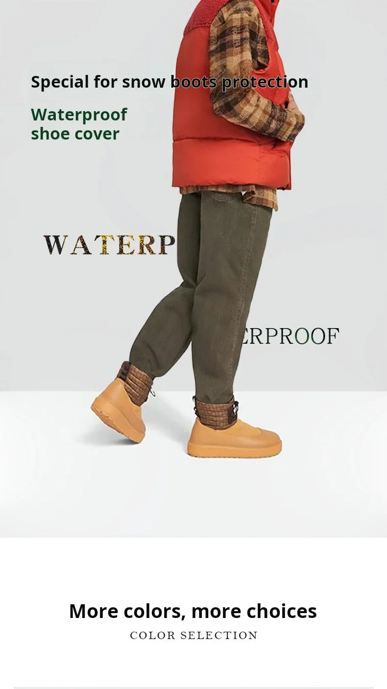 Snow boots shoes cover rain boots men's waterproof non-slip thickening wear-resistant outer wear rain woman shoes cover 35-44