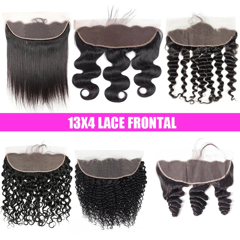 13x4 Lace Frontal Pre Plucked Natural Hairline Straight Remy Human Hair Closure Body Wave Transparent Lace Frontal