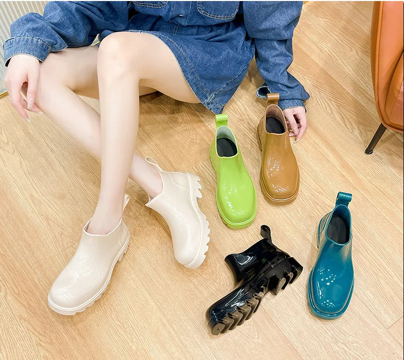 Fashion Women Waterproof Rain Boots Female Ankle Boots For Women Ladies Kitchen Rubber Boots Garden Work Water Shoes Galoshes