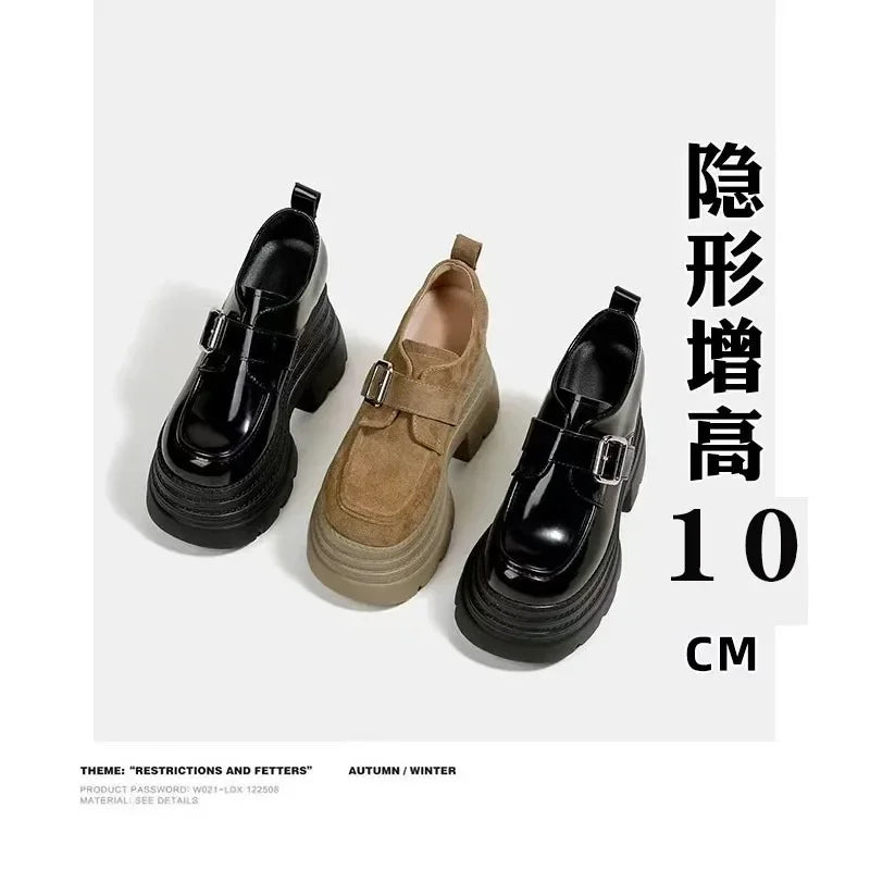 Ladies Shoes 2025 High Quality Buckle Strap Women's High Heels Fashion Round Toe Dress Pumps Women Hot Sale Solid Platform Heels