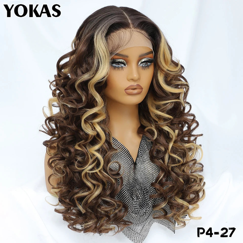 Latisha Lace Frontal Wig Synthetic 13x6 Curly Pre-Plucked Lace Frontal Wig With Baby Hair For Female 24" Lace Frontal Women Wigs
