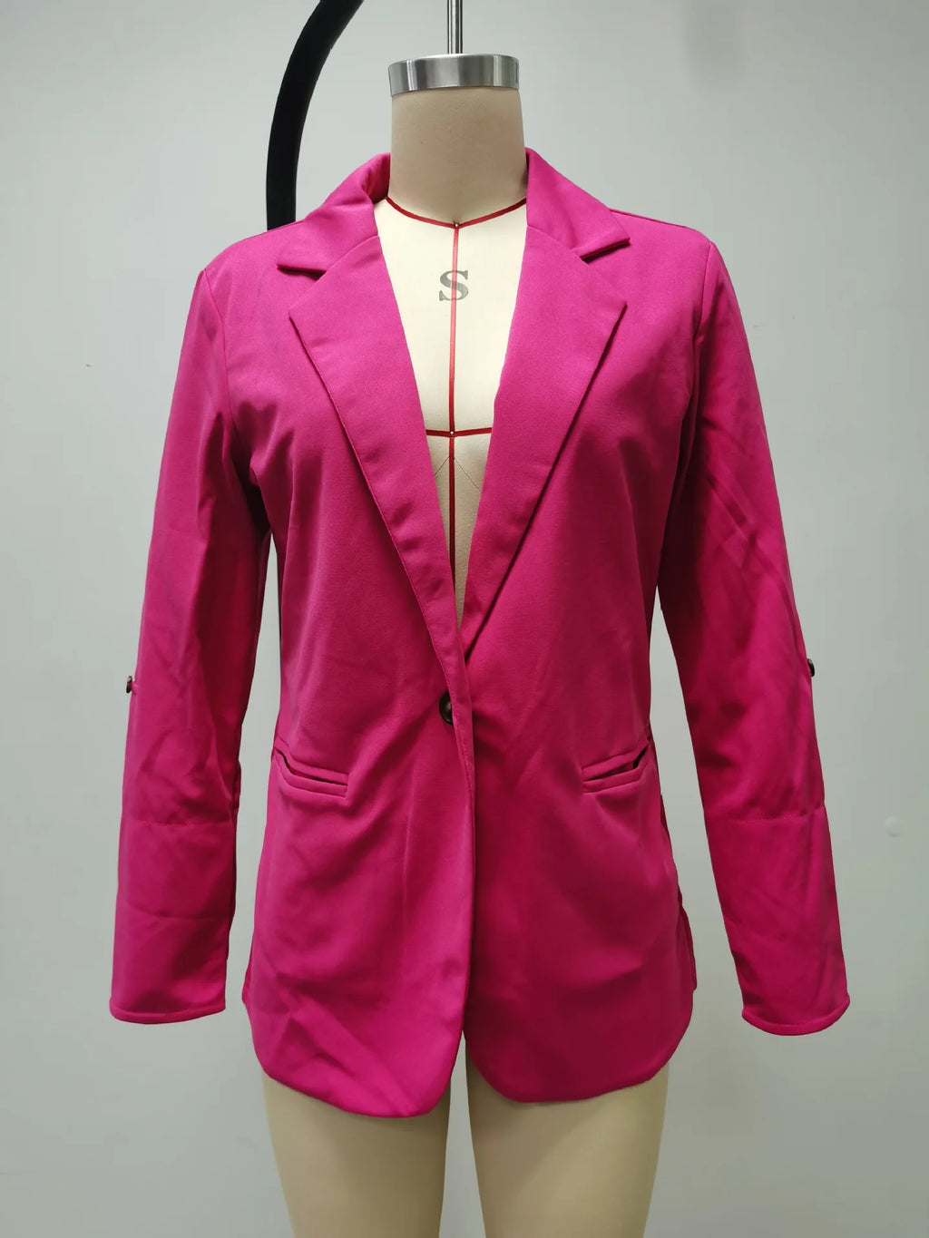 Women Autumn Winter Fashion Splicing Lapel Slim Cardigan Blazer Jacket Long Sleeve Casual