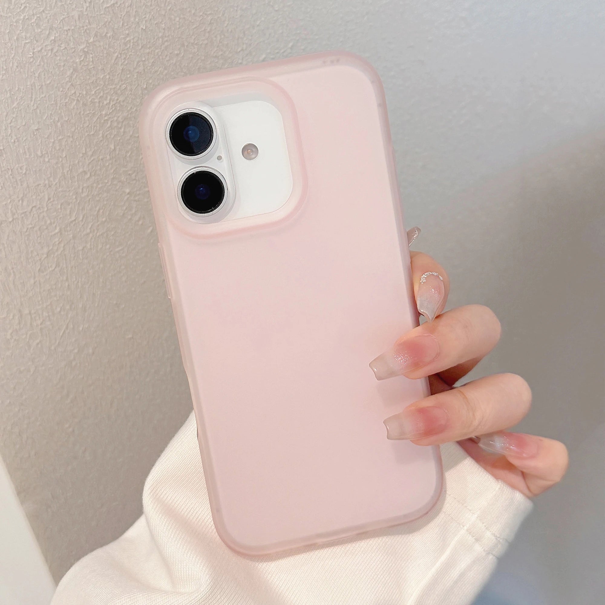 Simple Transparent Pink Transparent White Solid Color Soft Matte Protective Phone Case for iPhone 11 12 13 14 15 16 17 Pro Max