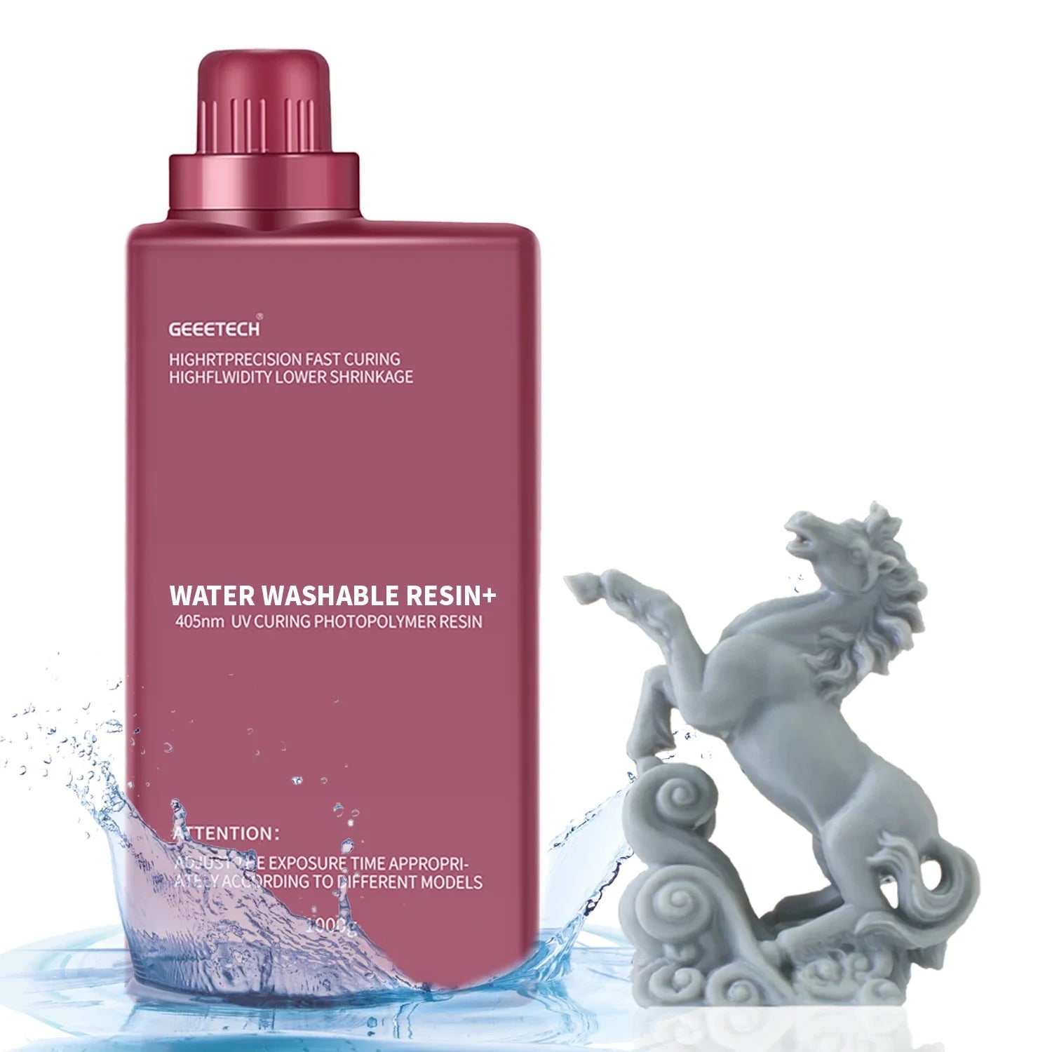 Geeetech Water Washable 3D Printing Resin 405 Low Odor High Precision Fast Curing for LCD 3D Printer Photopolymer Standard Resin