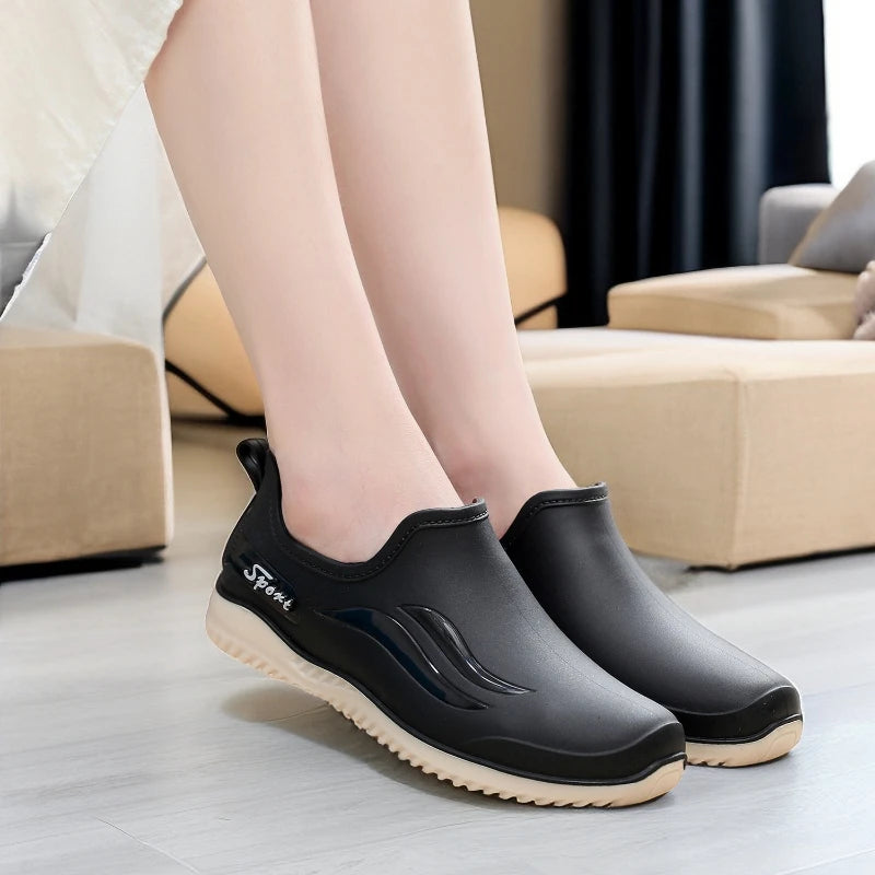 Low-top Rain Boots Women's Kitchen Water Boots Waterproof Exterior Wear Casual Flat Work Non-slip Lightweight Men's Rain Boots