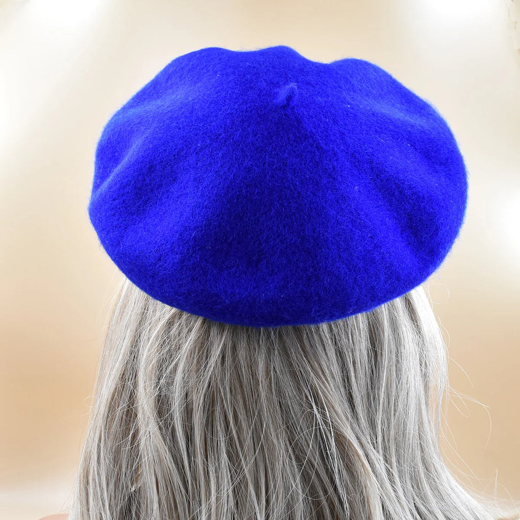 New Women black pink Berets Hat Fashion Solid Color Wool Knitted With Ladies Beanie Beret Hat Warm Autumn and winter Cap