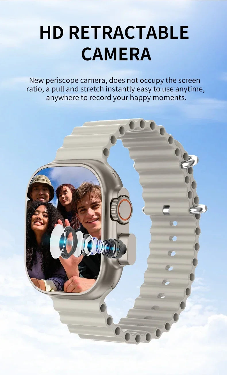 2025 BW9 Smartwatch SIM Card Bluetooth Calling 2.01-inch Screen Telescopic Camera Full Network Coverage Step Counting Recording