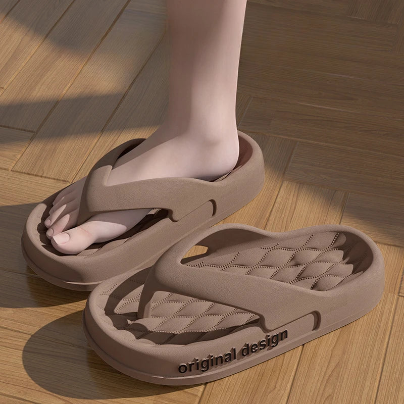 Supersoft Thick Sole EVA Unisex Flip Flops Home Non-slip Light Slides Outdoor Versatile Beach Flat Sandals for Couples Sandalias