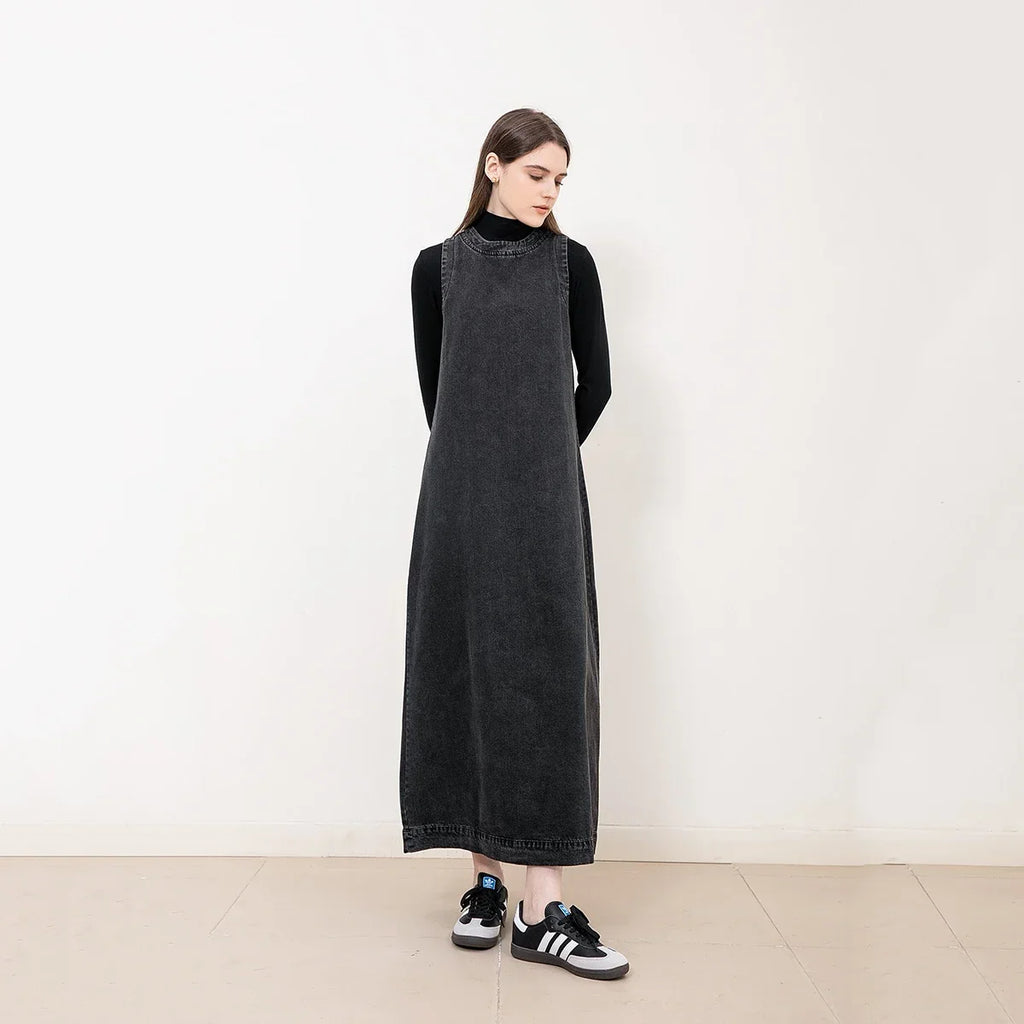 AP New 2025 Autumn Women Denim Sleeveless Dress Black Knitting Cardigan Fashion Style