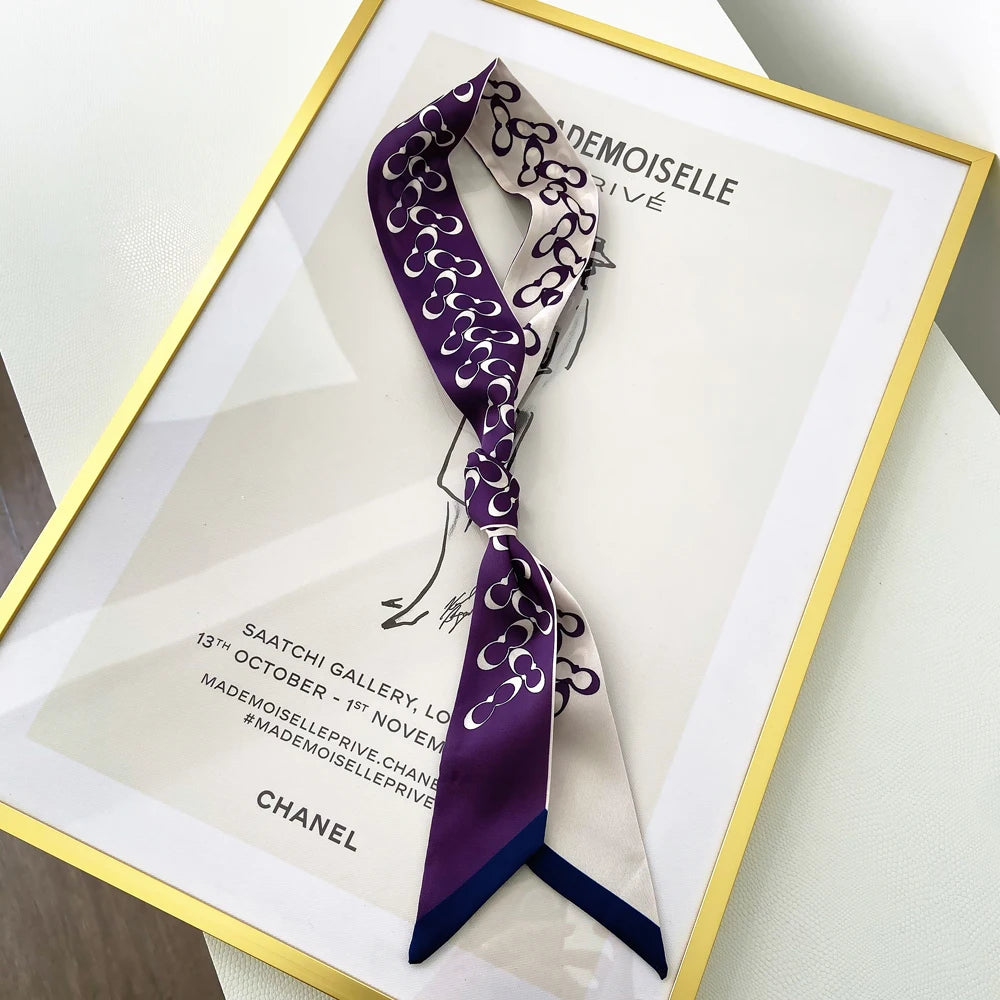 Korean Version of The Autumn Plain Color New Women's Ribbon Hair Ribbon Streamer Tied bag Long belt silk scarf Small Scarf Scarf