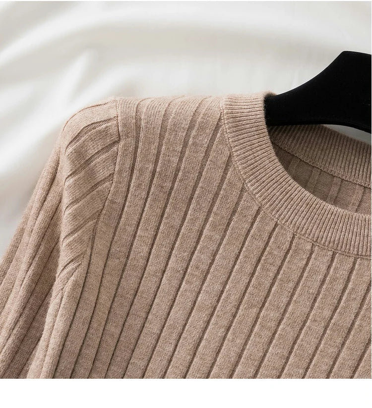 Autumn Winter 2025 Tops Pullovers Women Sweaters Knit Soft Jumper Tops O-Neck Ribbed Long Sleeve Korean Slim-fit Female Sweater