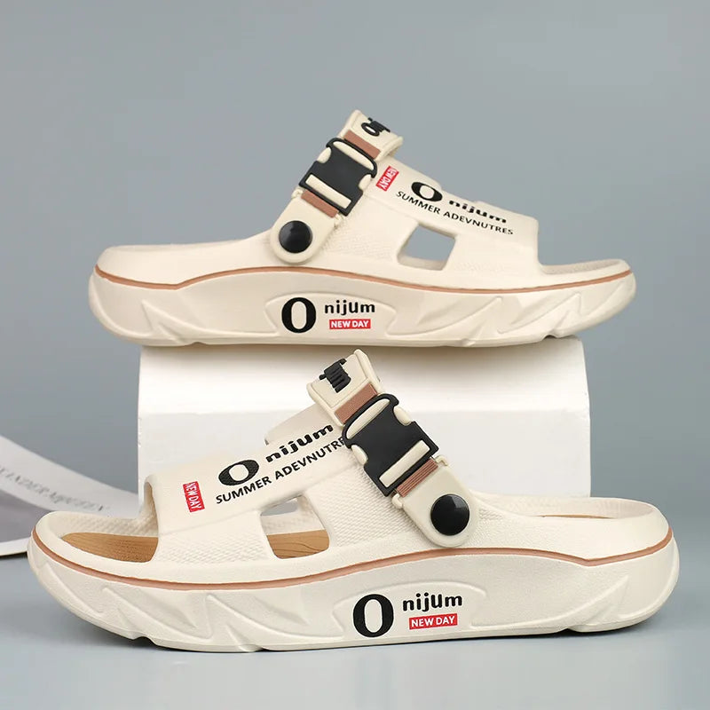 Summer Shoes Men Men's Sandals Anti-odor Thick Bottom Home Slippers Male Fashion New Anti-slip and Wear-resistant 2025 Eva Beach