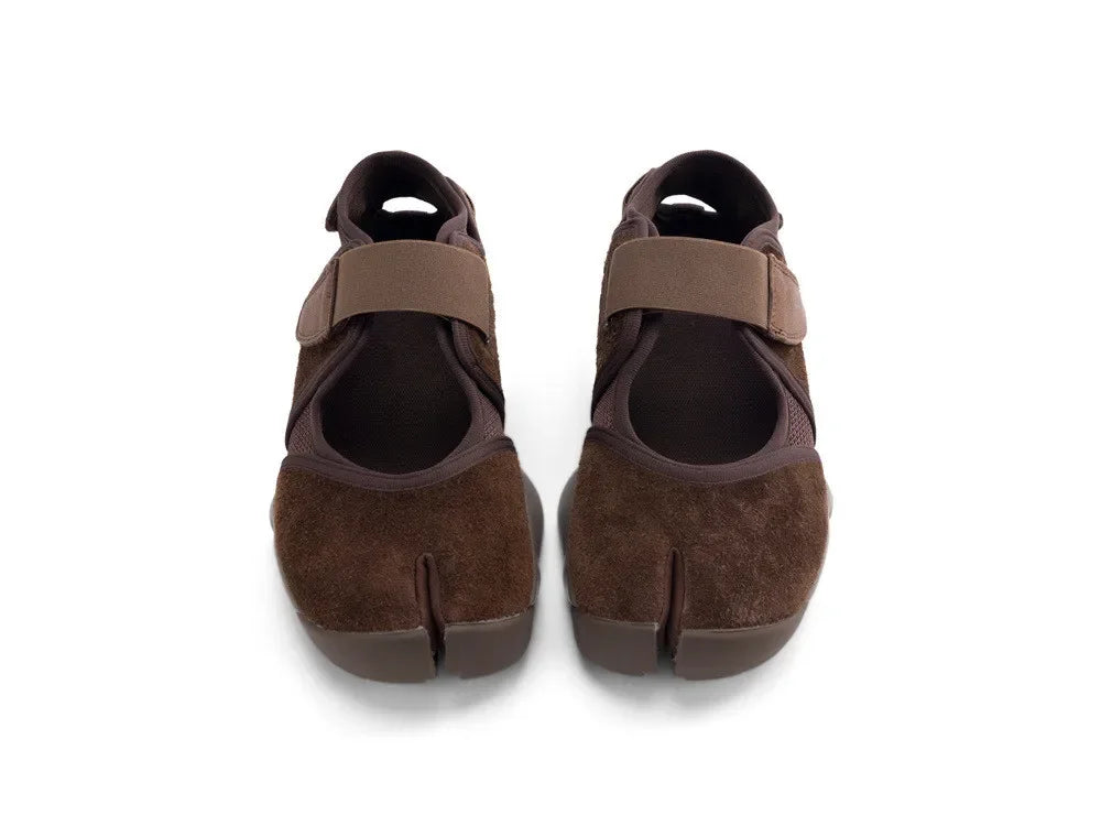 Tabi Shoes New Fashion Belt Buckle Split Toe Shoes Sneakers Ladies Leather Flat Shoes Mary Jane Casual  For Women