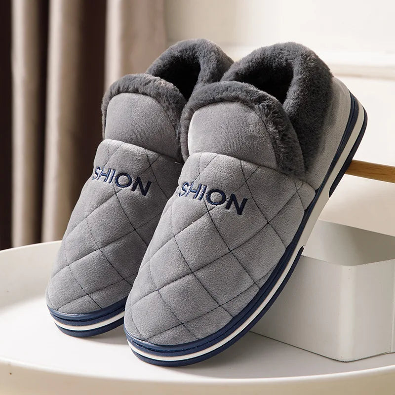 Size 47 48 49 50 Men Autumn Winter Warm Big Size Cotton Slippers Large Size Plus Home Bedroom Casual Shoes House Indoor Slides