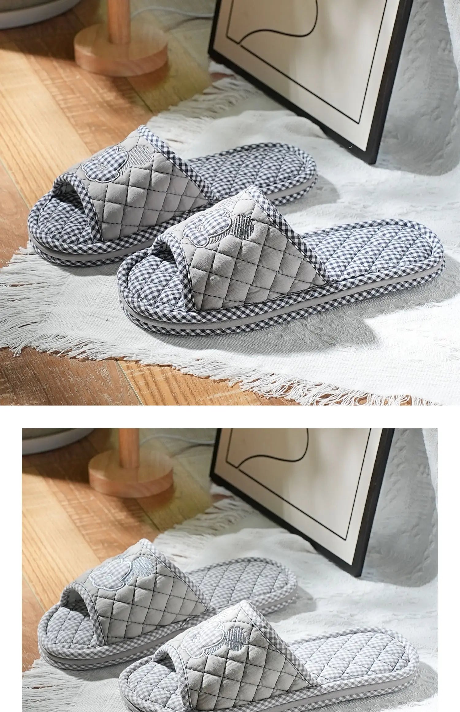 New Pure Cotton Thiened Tee-Layer Simple ex Soft Bot Noise Reduction Indoor Home Floor Slippers Couple Home oes