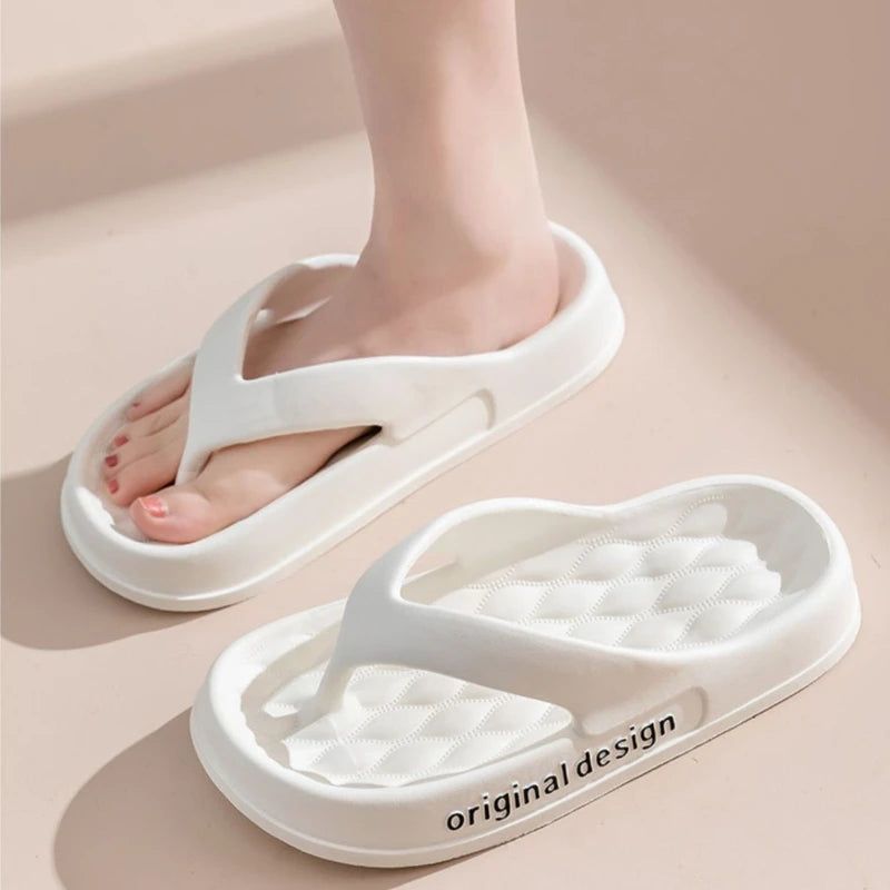 Supersoft Thick Sole EVA Unisex Flip Flops Home Non-slip Light Slides Outdoor Versatile Beach Flat Sandals for Couples Sandalias