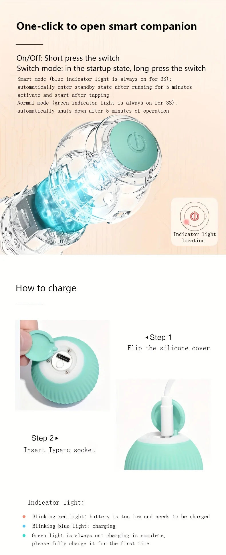 Interactive Cat Toy Ball Smart Cat Toys Indoor Automatic Rolling Magic Ball Electronic Interactive Cat Toy Cat Game Accessories