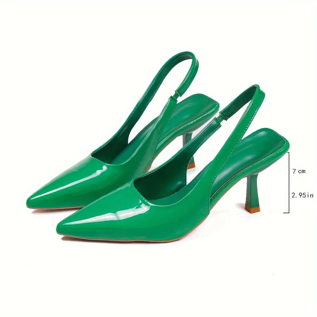 Women Sandals 2024 Spring New Brand Woman Slingback Shoes Fashion Ladies High Heels Elegant Med Heel Pointed Toe Slip on Sandal