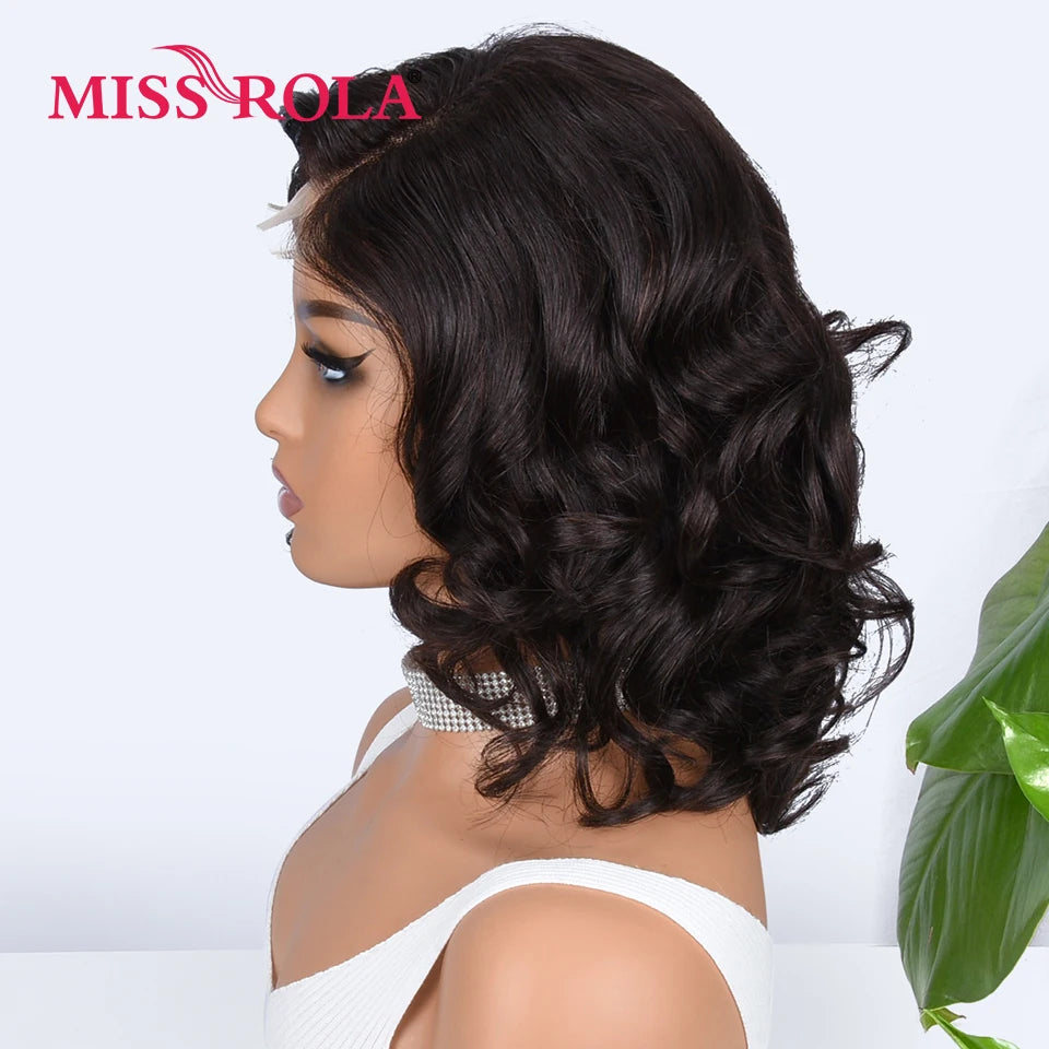 Miss Rola Loose Wave 4X4 Lace Closure Human Hair Wigs 180% Density Pre Plucked Baby Hair Brazilian Remy  Curly Hair Wigs