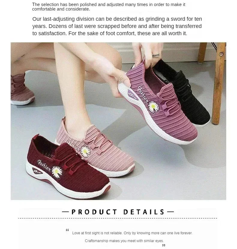 Fashionable Women's Sports Shoes, Thick Breathable Soft Sole Mesh, Lightweight Sneakers Casual Shoes, Comfort, Breathable