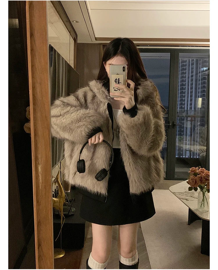Two-sided Wear Imitation Mink Velvet Fur Hooded Cotton Padded Jacket Fashion New Winter Jackets Women's Short Loose Coats Trend