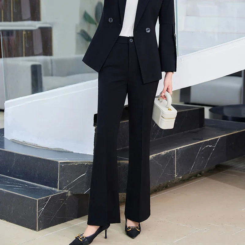 Yitimuceng Slim Blazers for Women 2024 Office Ladies New Fashion Long Sleeve Coats Solid Lapel Double Breasted Pant Suits