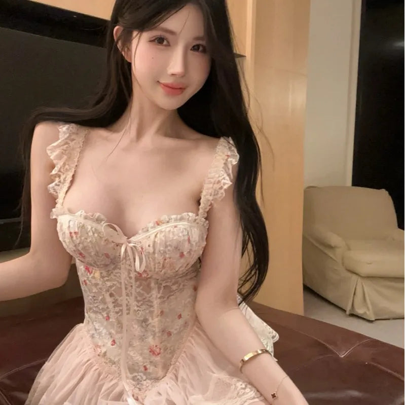 Sexy Floral Print Fibone Bal Spwear Slimming Pad Chest Strap Pure Desire Spring Summer New Sle Floral Patterned Vest