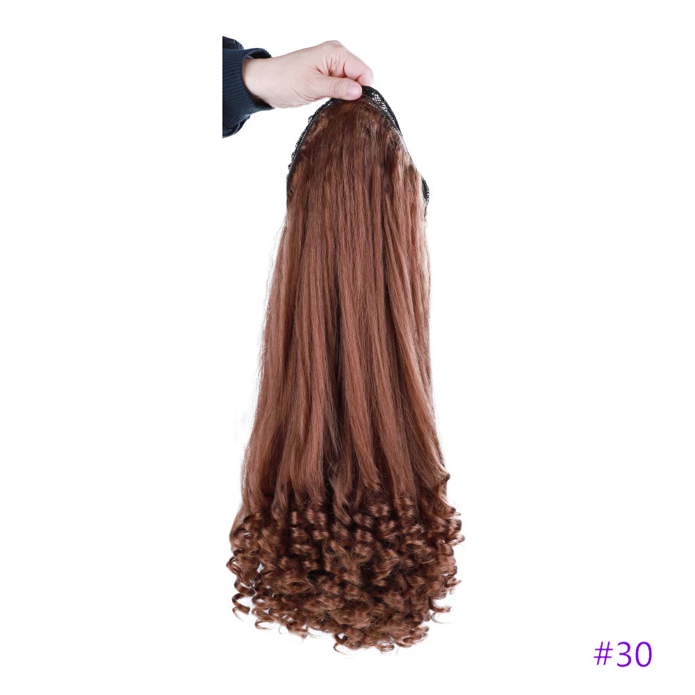 Synthetic Long Curly End Ponytail Extension Synthetic Draw-string Ponytail Clip-In Hair Extension For Women Natural Looking