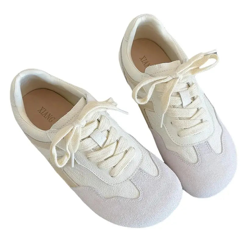 Careaymade-Genuine Leather wider toe women's shoes,soft sole comfortable casual single shoes,lace Barefoot small white shoes