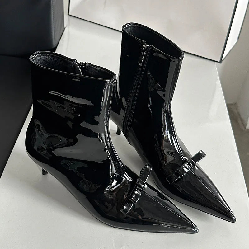 Fashion Butterfly-Knot Women Ankle Boots Female Zippers Shoes Footwear With Low Heel Party Ladies Short Modern Boots Shoes