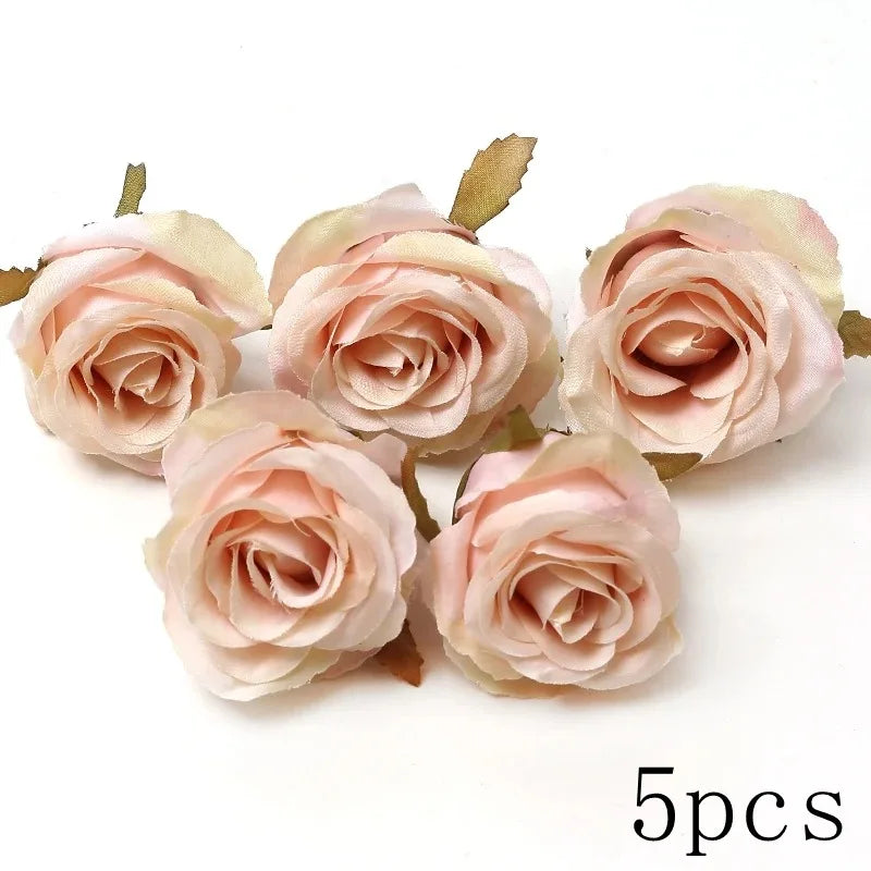 Pink Artificial Flowers Head For Wedding Home Room Decor DIY Fake Flowers For Decoration Birthday Party Craft Wreath Decoration
