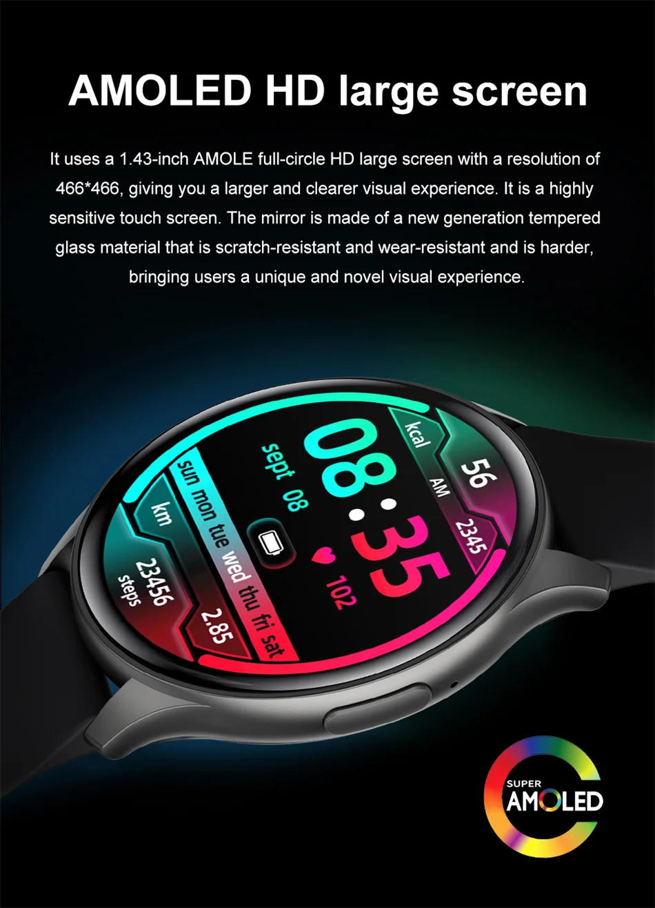 2025 New For Xiaomi Huawei 1.43 inches Bluetooth Call Smartwatch Women Men AMOLED 466*466 HD Pixel Display Smartwatches Ladies